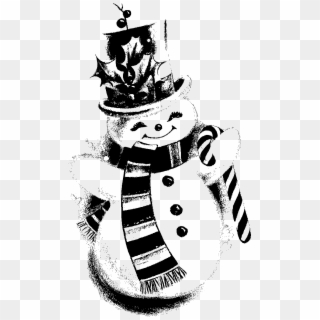 Clip Art Royalty Free Stock Collection Of Snowman High - Vintage Snowman Black And White, HD Png Download
