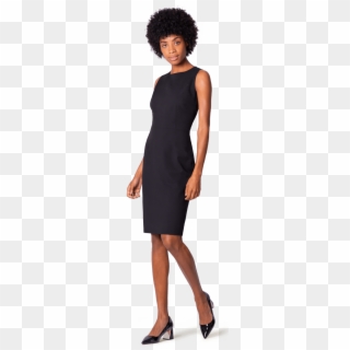 New Black Sleeveless Sheath Round Neck Knee Length - Sheath Dress, HD Png Download