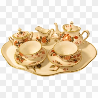 Antique Early 1900's Miniature Tea Set By Crown Stafforshire - Saucer, HD Png Download