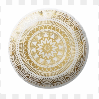 Gold And White Round Mandala Cushion - Circle, HD Png Download