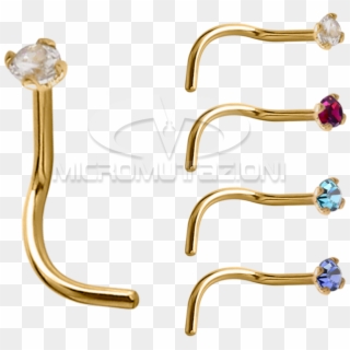 18k Gold Prong Set Jewelled Nose Stud Nose Studs & - Body Jewelry, HD Png Download