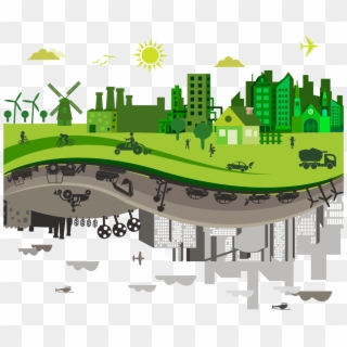 Pollution, City, Sustainable City, Grass, Tree Png - Green Vs Polluted City, Transparent Png