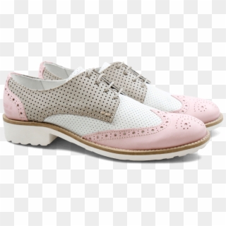 Derby Shoes Ella 10 Powder Rose Perfo White Perfo Grey - Slip-on Shoe, HD Png Download