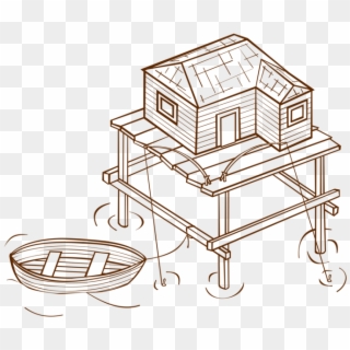 Drawing Line Art House Symbol Computer Icons - Stilt House For Colouring, HD Png Download
