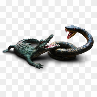 Aligator And Snake Prop - Bronze Sculpture, HD Png Download