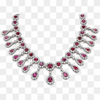 Antique Burma Ruby And Diamond Necklace - Antique Style Diamond Necklace, HD Png Download