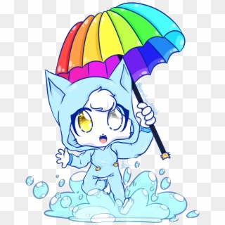 Neko Jumping Into A Puddle Of Water Stick-cat By @nekophy - Puddle, HD Png Download