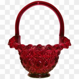 Fenton Ruby Red Diamond Fan Ruffled Basket - Floral Design, HD Png Download