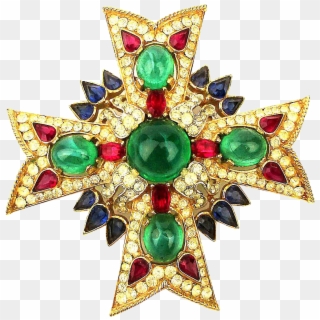 Crown Trifari ~jewels Of India~ Maltese Cross Pin Brooch - Vadodara Urban Development Authority Logo, HD Png Download