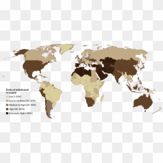 World Map Water - Countries With Water Scarcity 2018, HD Png Download
