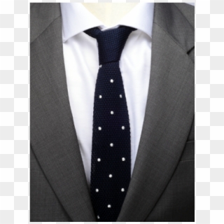 Navy W/white Dots Knitted Tie - Formal Wear, HD Png Download