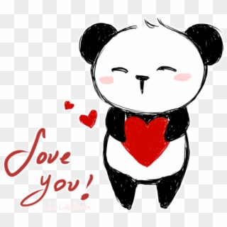 Drawn Panda Cute Panda Love - Panda I Love You, HD Png Download