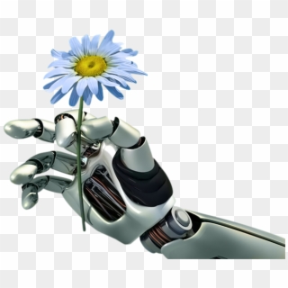 #robot #hand #flower - Robot Hand With Flower, HD Png Download