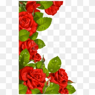 Download Red Roses Decoration For Frame Clipart Png - Flower Borders Designs Red Roses, Transparent Png