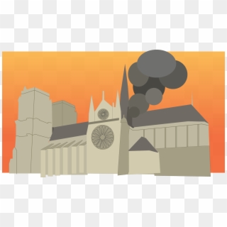 Notre Dame Engulfed In Flames - Illustration, HD Png Download