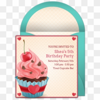 Valentine's Day Birthday Cupcake Online Invitation - Cupcake, HD Png Download
