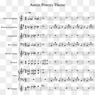 Austin Powers Theme Sheet Music For Piano, Tenor Saxophone, - Austin Powers Sheet Music, HD Png Download