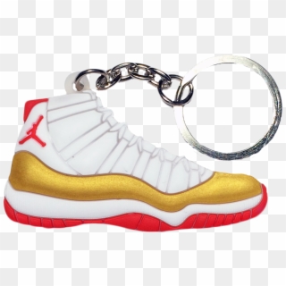 Nike Jordan 11 Xi White Gold Red Ray Allen 2d Flat - Keychain, HD Png Download