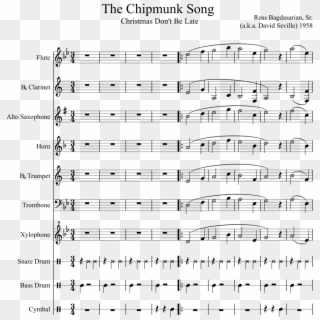 The Chipmunk Song Sheet Music Composed By Ross Bagdasarian, - Real Slim Shady Notes, HD Png Download