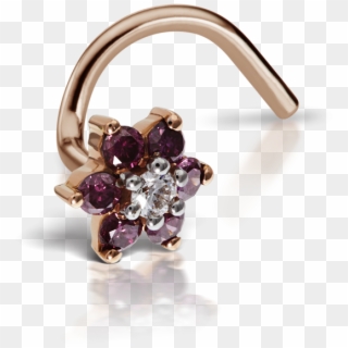 5mm Rose-purple Diamond Flower Nostril Stud - Amethyst, HD Png Download