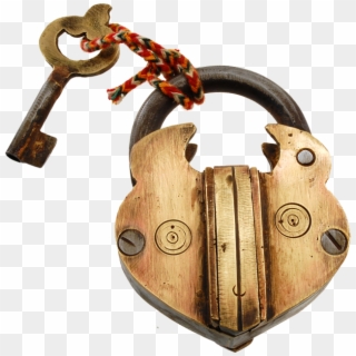 Brass Simple Hidden Key Hole Puzzle Lock - Chain, HD Png Download
