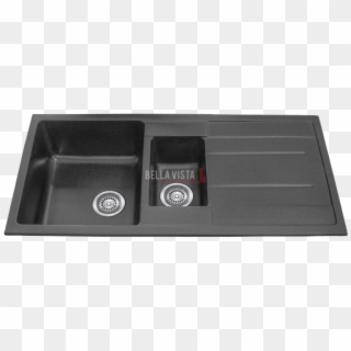 One And 1/4 Bowl Black Kitchen Sink With Drainer 1000 - Kitchen Sink, HD Png Download