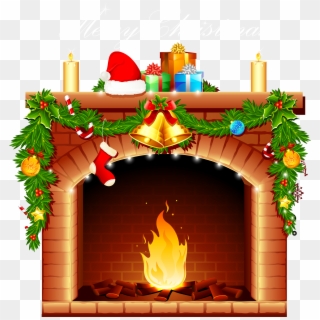 Christmas Fireplace Background - Fireplace Christmas Transparent, HD Png Download