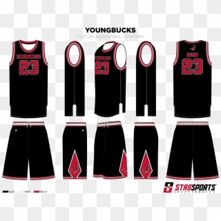 Str8 Basketball Youngbucks Black-01 Str8 Basketball - Elite Basketball Jersey Design, HD Png Download