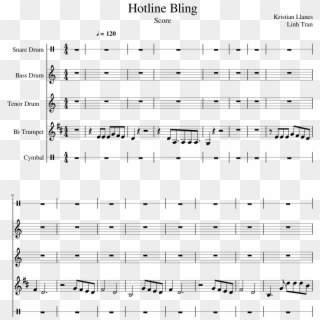 Hotline Bling Botc 2016 Drumline Sheet Music For Percussion, - Pompa Y Circunstancia Partitura Pdf, HD Png Download
