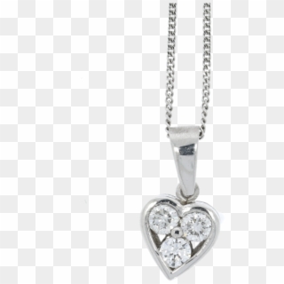 18ct White Gold Diamond Heart Shaped Pendant & Chain - Locket, HD Png Download
