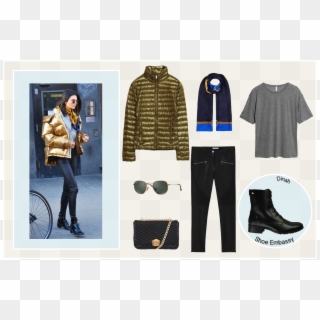 Kendall Jenner Gold Puffer Jacket Outfit - Riding Boot, HD Png Download