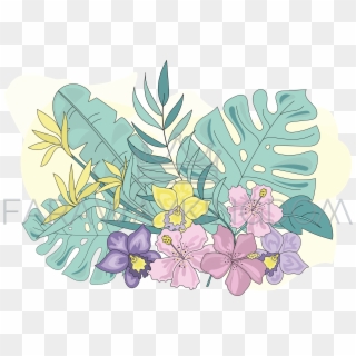 Tropic Flowers Summer Cruise Travel Vector Illustration - Flowers Color Vector, HD Png Download