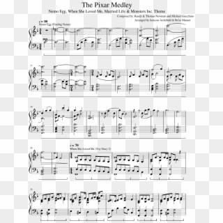 The Pixar Medley Sheet Music Composed By Arranged By - Can T Help Falling In Love Partitura Piano, HD Png Download