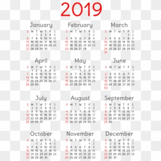 2019 Calendar Transparent Png , Png Download - Transparent 2019 Calendar Png, Png Download
