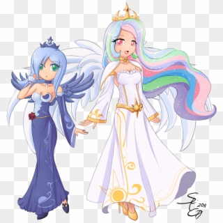 Anthropomorphized Princess Luna And Celestia - Mlp Celestia Human, HD Png Download