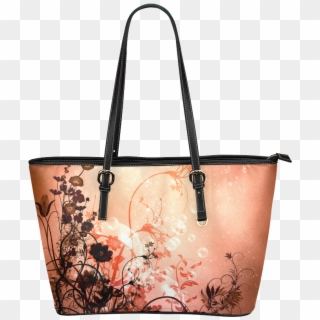 Beautiful Flowers On Purple Background Leather Tote - Shoulder Bag, HD Png Download
