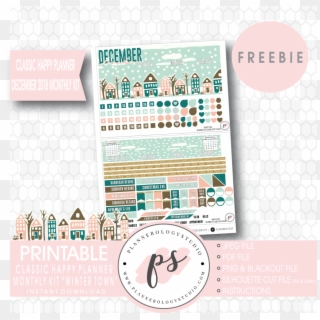 Winter Town Classic Happy Planner December 2018 Monthly - Free Planner Sticker Printables Winter, HD Png Download