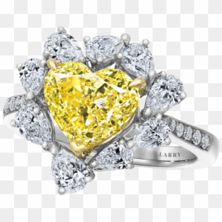 Fancy Yellow Diamond Ring Heart, HD Png Download