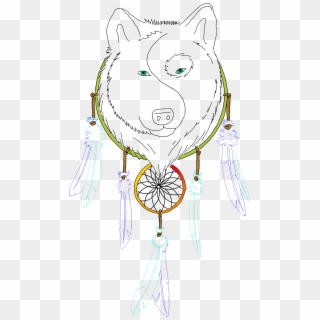 #scdreamcatchers #dreamcatchers #wolf #scyinyang #yinandyang - Drawing, HD Png Download