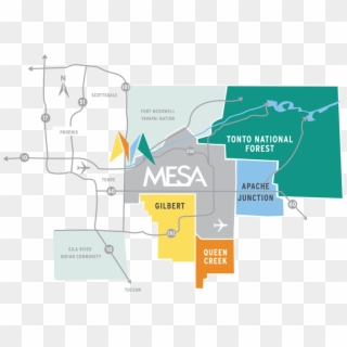 Arizona Map By City - Mesa Arizona On The Map, HD Png Download