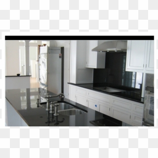 Telephone Black Granite Kitchencounter Top Inch - Modern White Kitchen Cabinet Black Countertop, HD Png Download