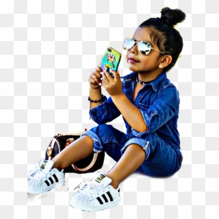 #girl #sitting #model #child #kid #hairbun #sunglasses - Girl, HD Png Download