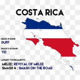 Top 3 Melee, Top 3 Smash 4, Largest Tournaments - Costa Rica Map Small, HD Png Download