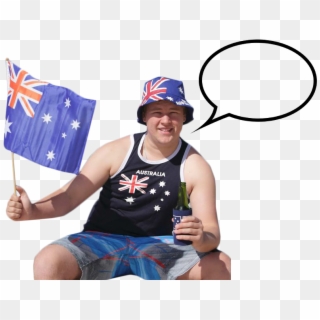 Australian Person With Speach Bubble Sitting - Australian Beach Man, HD Png Download