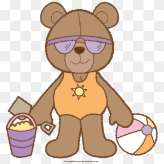 Teddy Bear Clipart Graphic Free Download - Beach Bear Clipart, HD Png Download