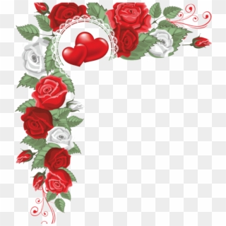 Mq Red Roses Hearts Love Heart Border Borders, HD Png Download