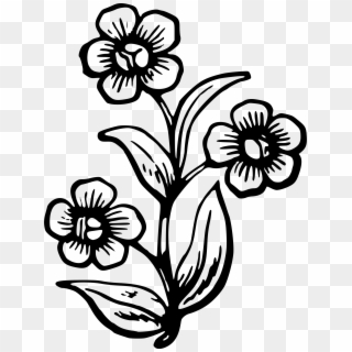 Drawing The Head And Hands Stencil Flower - Wildflower Clipart Black And White, HD Png Download