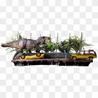 T-rex Attack 1/10th Scale Complete Diorama Statue - Iron Studios T Rex, HD Png Download