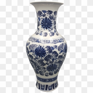 Long Neck Blue And White Daisy Chinese Porcelain Vase - Blue And White Porcelain, HD Png Download