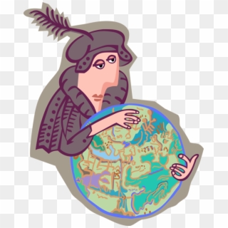 Vector Illustration Of Christopher Columbus With World - Illustration, HD Png Download